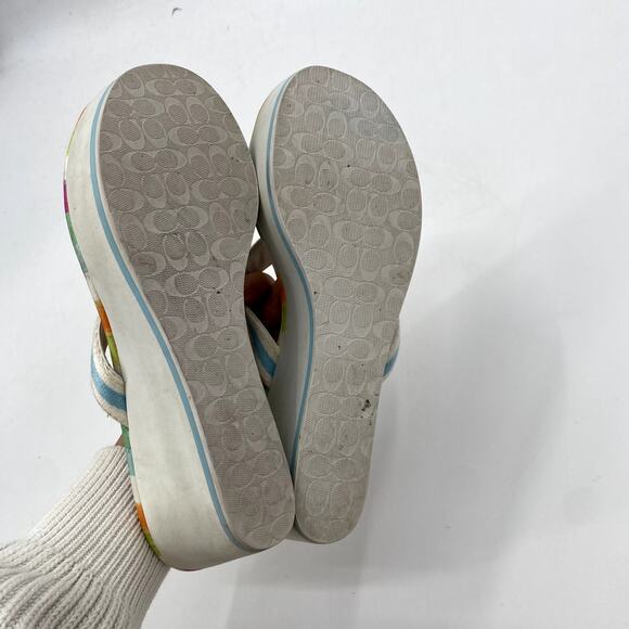 Coach Y2K Felicite Wedge Striped Sandal Flip Flops - Picture 6 of 6